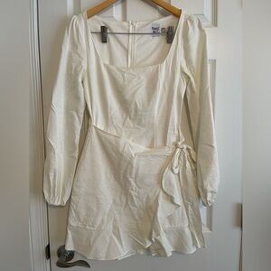 Princess Polly Linen Blend Cream Dress